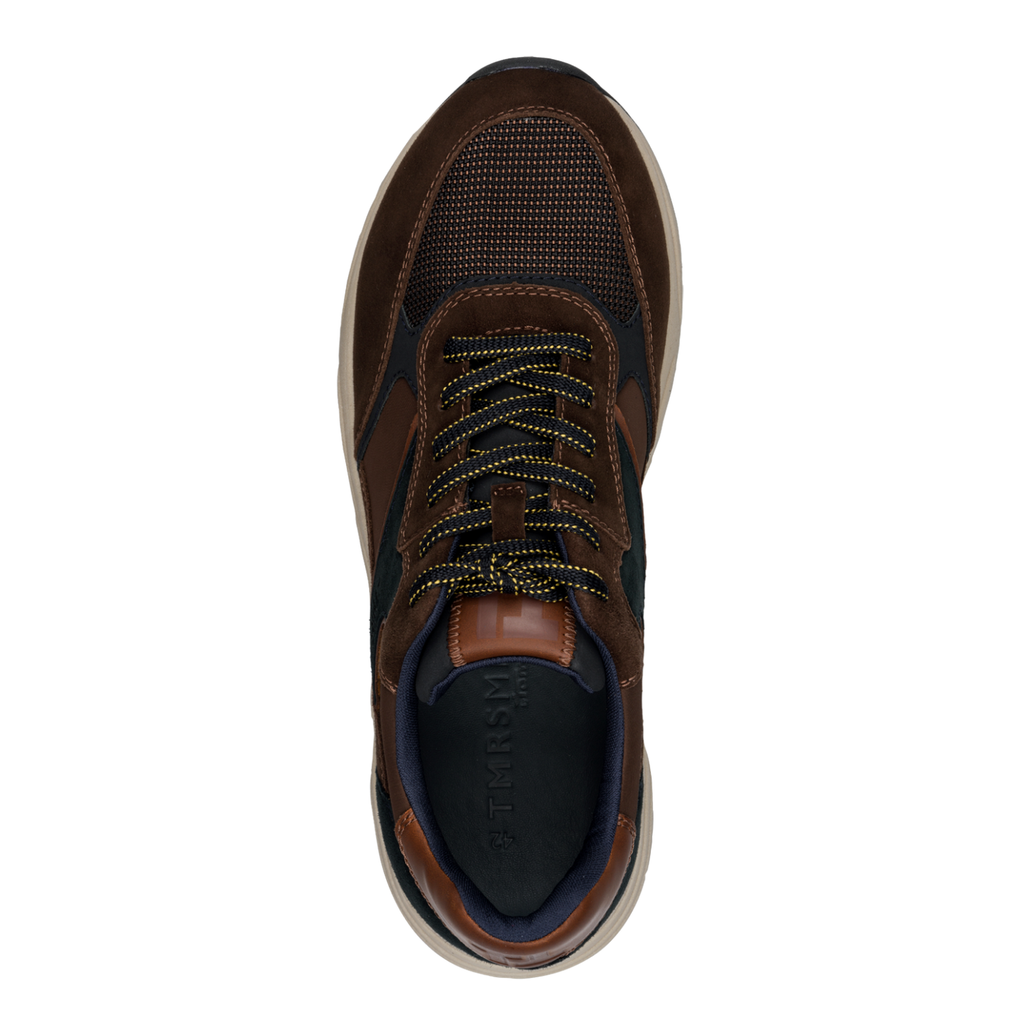 Mørkebrun Ruskinds Sneaker med Navy Detaljer – Skindfoeret og Creme Farvet Sål