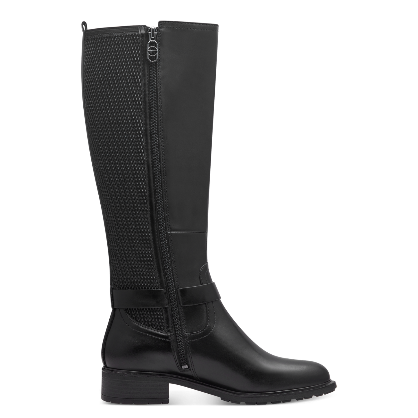 Tamaris Langskaftet Støvle – Sort Skind med Stretch og TOUCHit Komfort (1-25619-45)