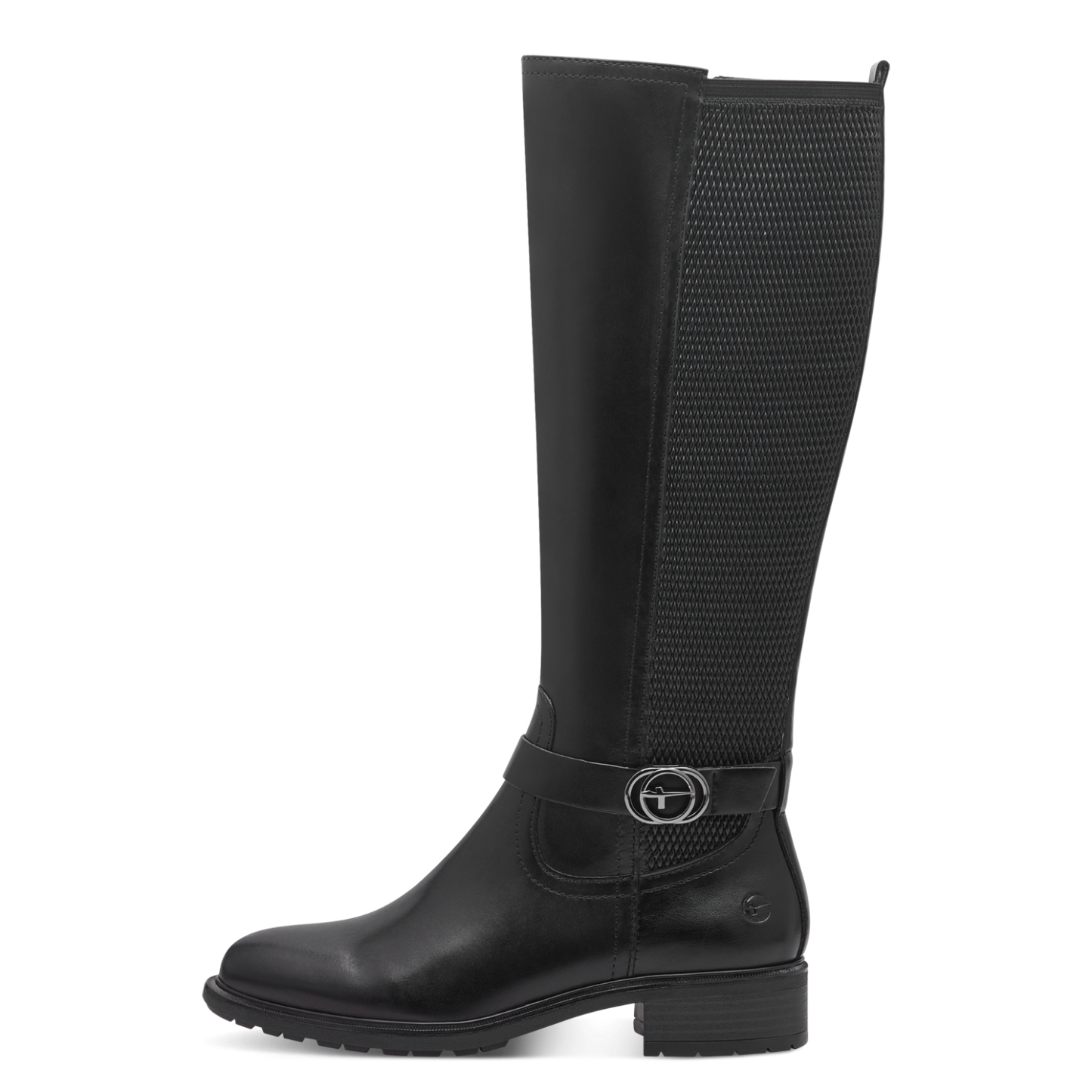 Tamaris Langskaftet Støvle – Sort Skind med Stretch og TOUCHit Komfort (1-25619-45)