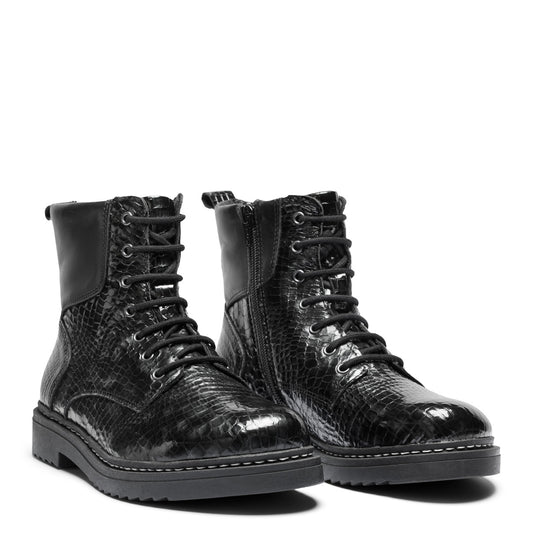 Dame snørestøvle med lynlås – Sort – Varenr. 252-10-1910