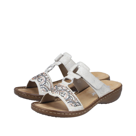 Rieker Damesandal 608K2/40 Fog/Silver – Let og Komfortabel