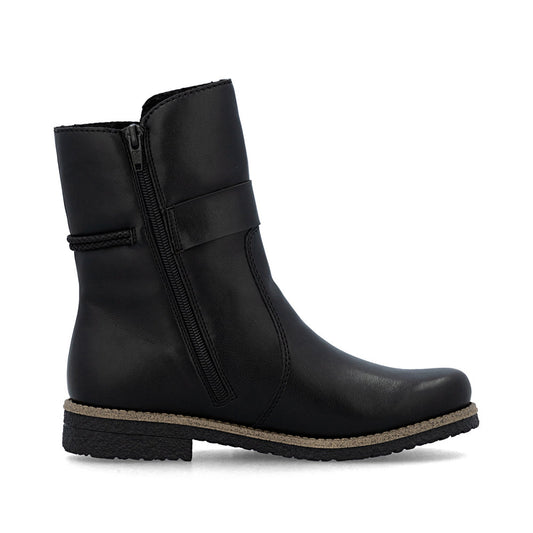 Rieker Sort Dame Støvle med Varm Foring og Lynlås (73551-00)