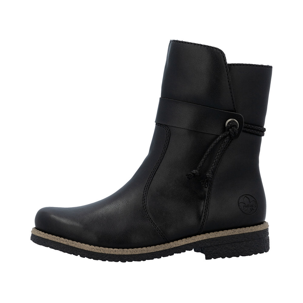 Rieker Sort Dame Støvle med Varm Foring og Lynlås (73551-00)