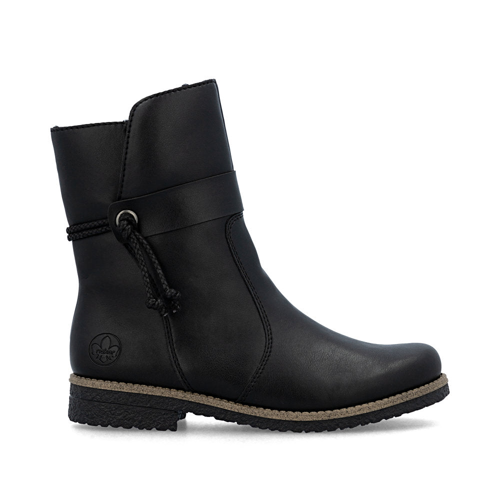 Rieker Sort Dame Støvle med Varm Foring og Lynlås (73551-00)