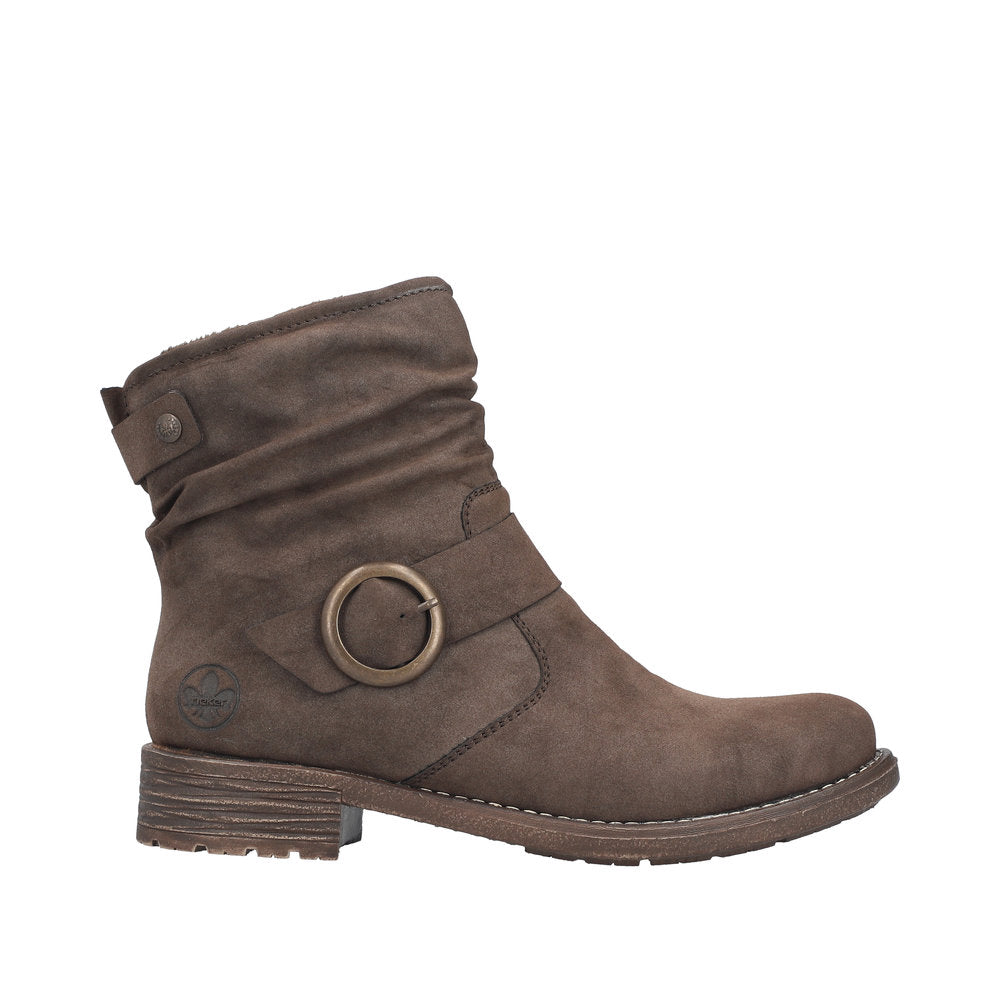 Rieker Brun Dame Støvle med Lynlås og Blokhæl (79454-25)