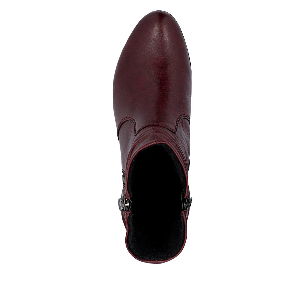 Rieker Bordeaux Dame Støvle med Lynlås og Antistress (78656-35)