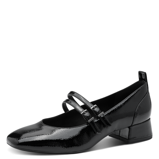 Sort Tamaris Pumps med Dobbeltrem – Klassisk Elegance og Komfortabel Touchit-sål