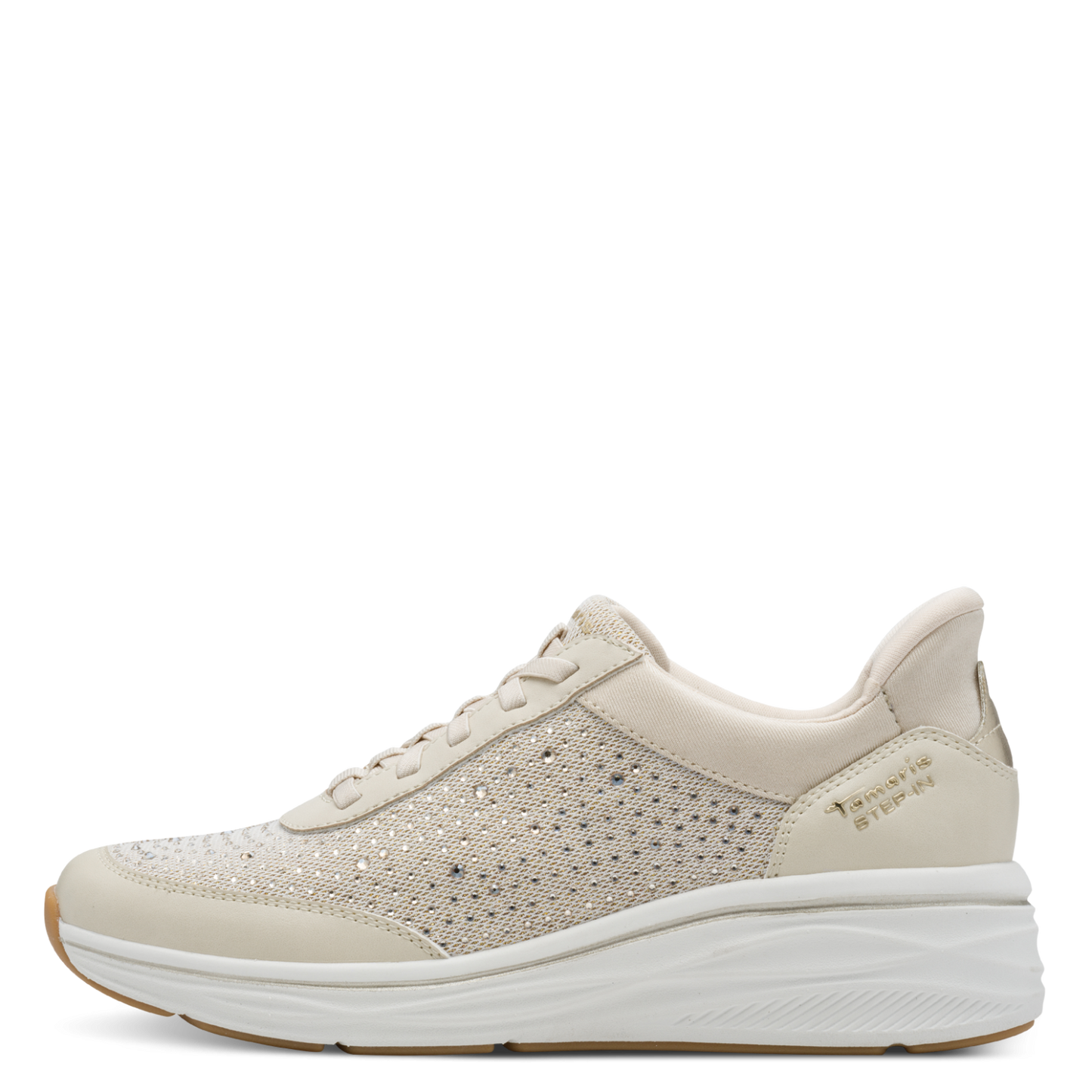 Tamaris Sneakers – STEP IN Komfort og Glitrende Detaljer – Beige (1-23779-45-418)