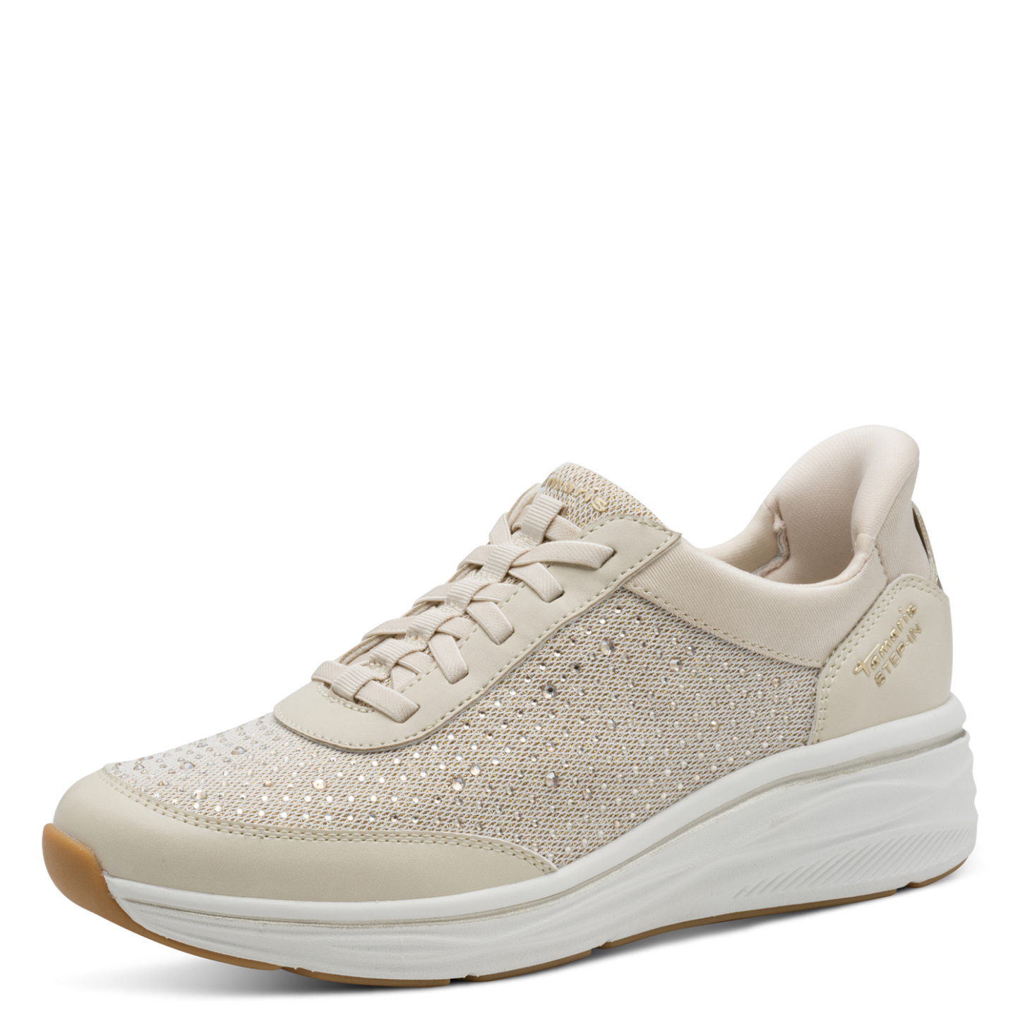 Tamaris Sneakers – STEP IN Komfort og Glitrende Detaljer – Beige (1-23779-45-418)
