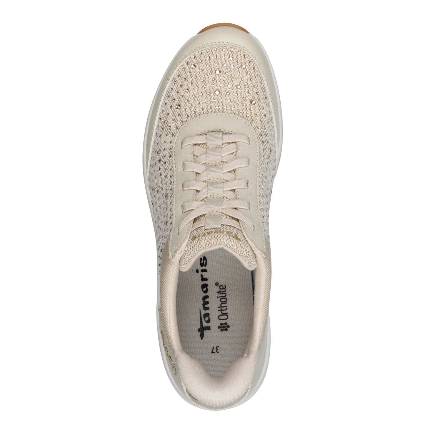 Tamaris Sneakers – STEP IN Komfort og Glitrende Detaljer – Beige (1-23779-45-418)
