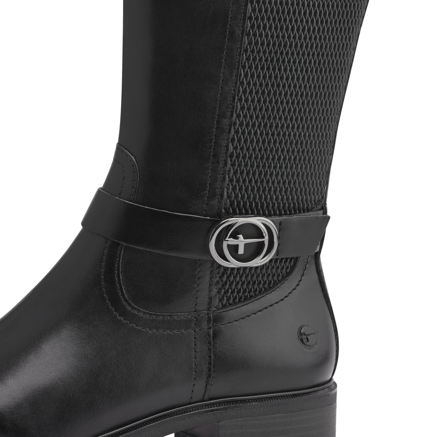 Tamaris Langskaftet Støvle – Sort Skind med Stretch og TOUCHit Komfort (1-25619-45)