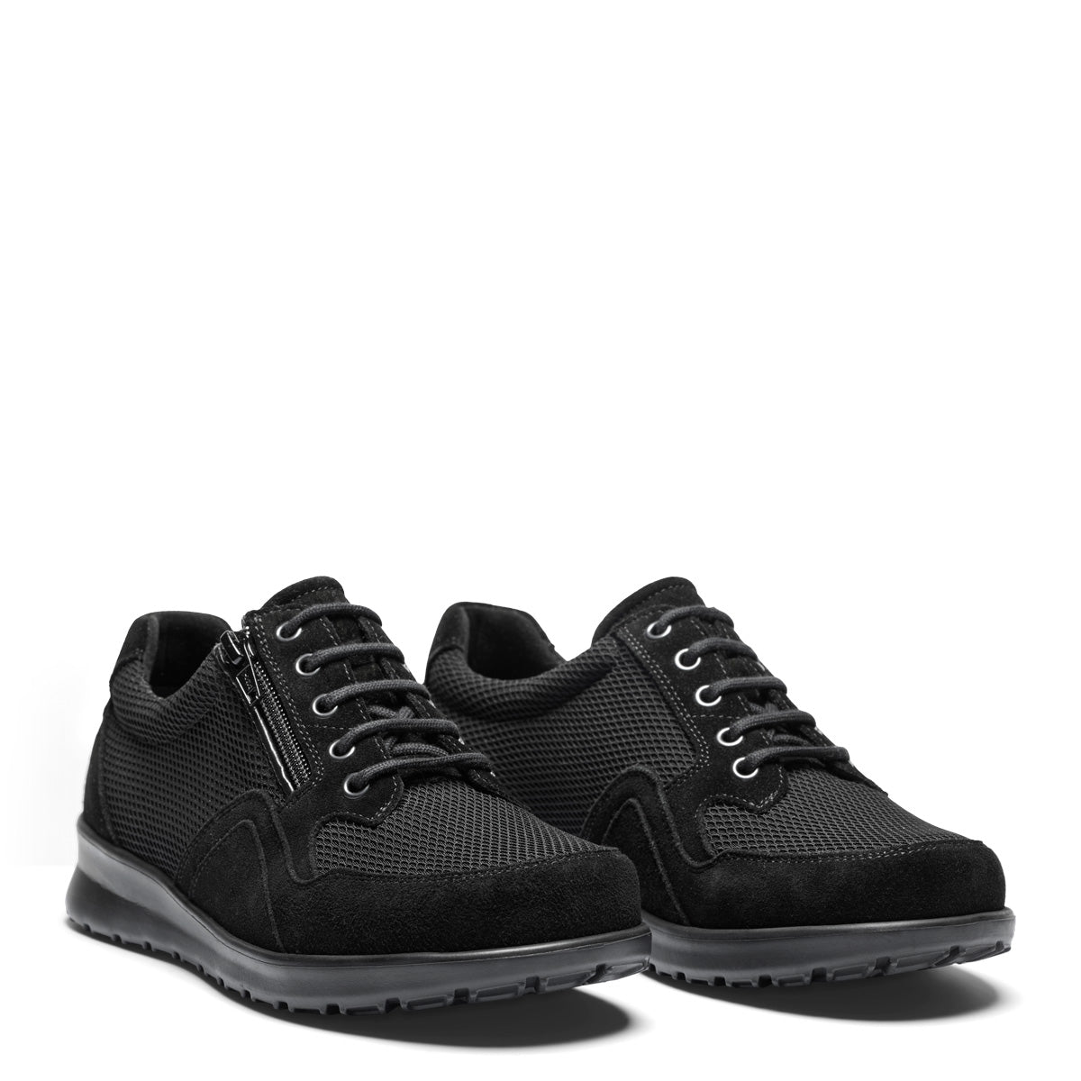 New Feet 231-15-810 dame sko i ruskind og mesh – let, åndbar og komfortabel med lynlås