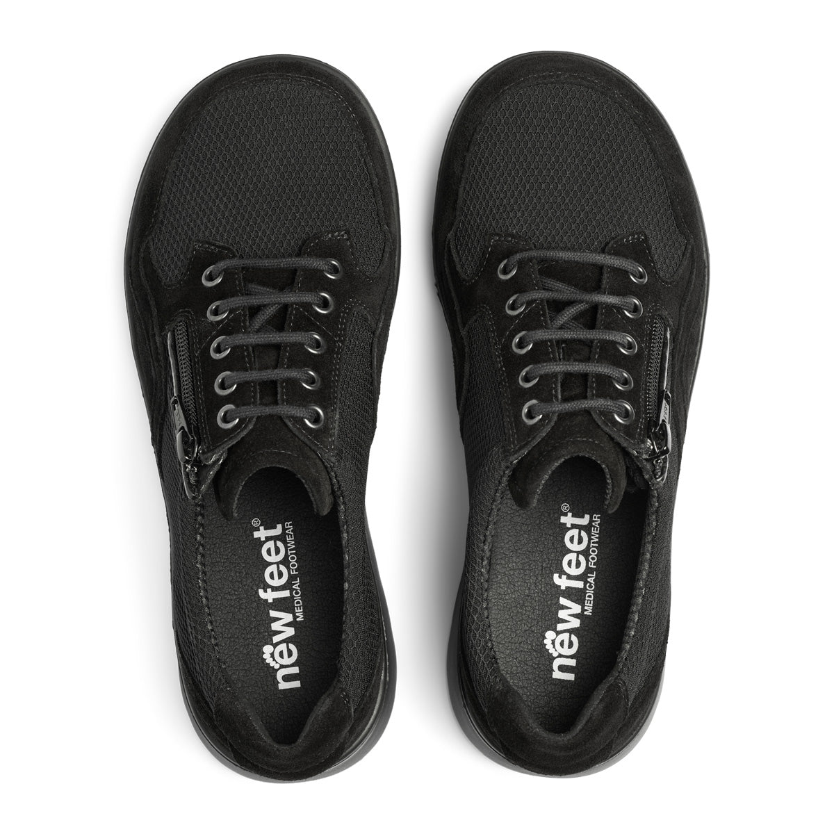 New Feet 231-15-810 dame sko i ruskind og mesh – let, åndbar og komfortabel med lynlås