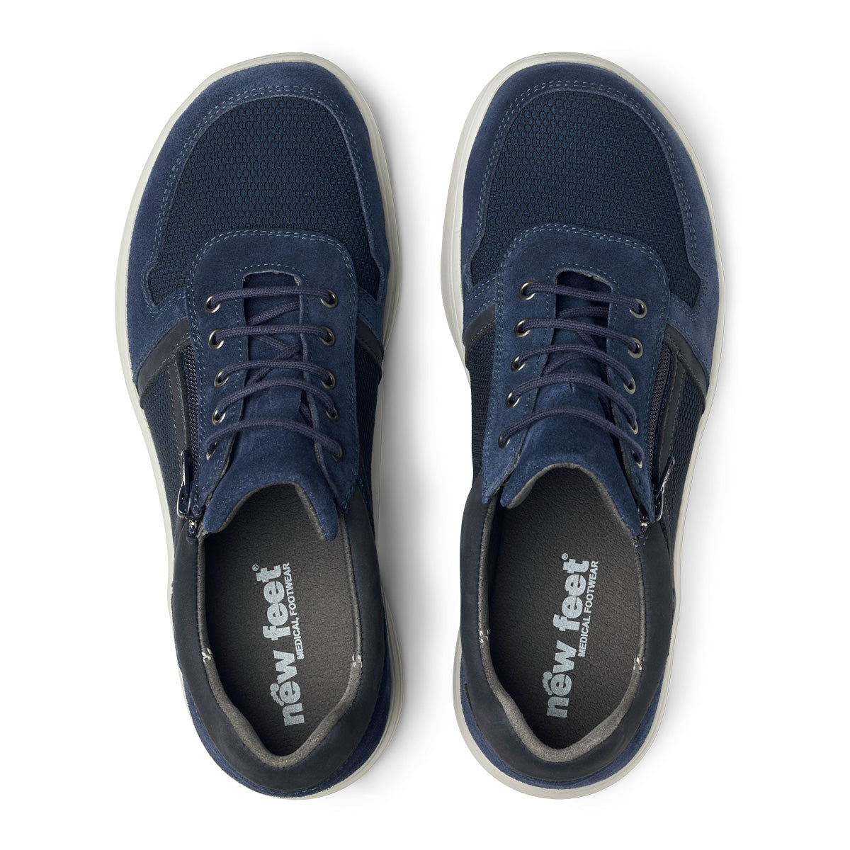 New Feet 241-10-840 Blå – Komfortabel sko med snøre og lynlås