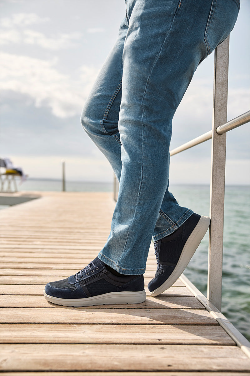 New Feet 241-10-840 Blå – Komfortabel sko med snøre og lynlås