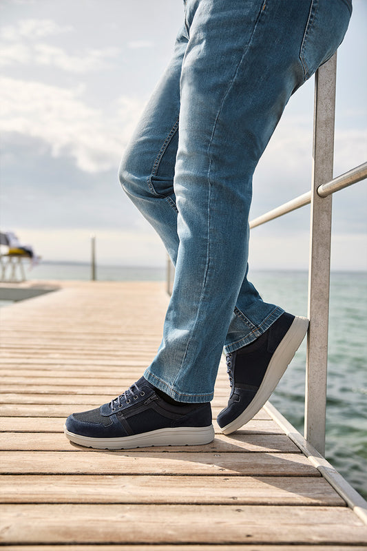 New Feet 241-10-840 Blå – Komfortabel sko med snøre og lynlås