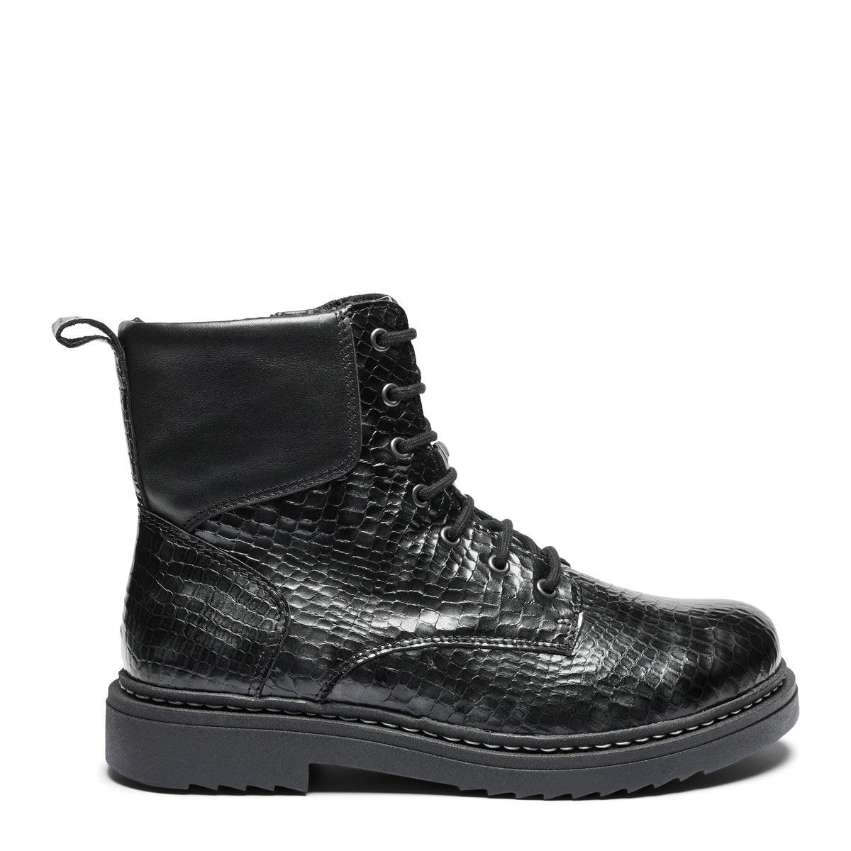 Dame snørestøvle med lynlås – Sort – Varenr. 252-10-1910