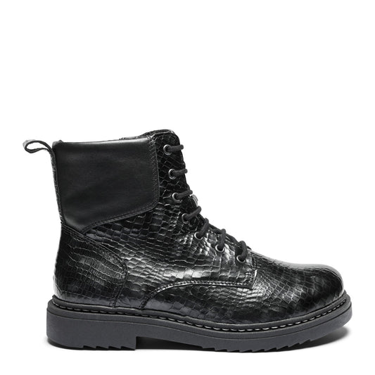 Dame snørestøvle med lynlås – Sort – Varenr. 252-10-1910