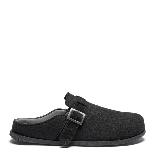 New Feet herre hjemmesko i sort filt 252-23-910 – slip-in model med spænde og udtagelig sål