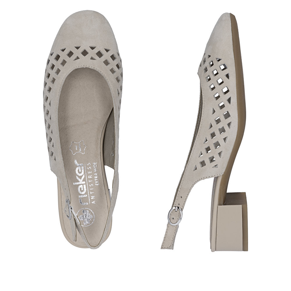 Rieker Damesko med Rem 43457/60 Beige – Let og Komfortabel