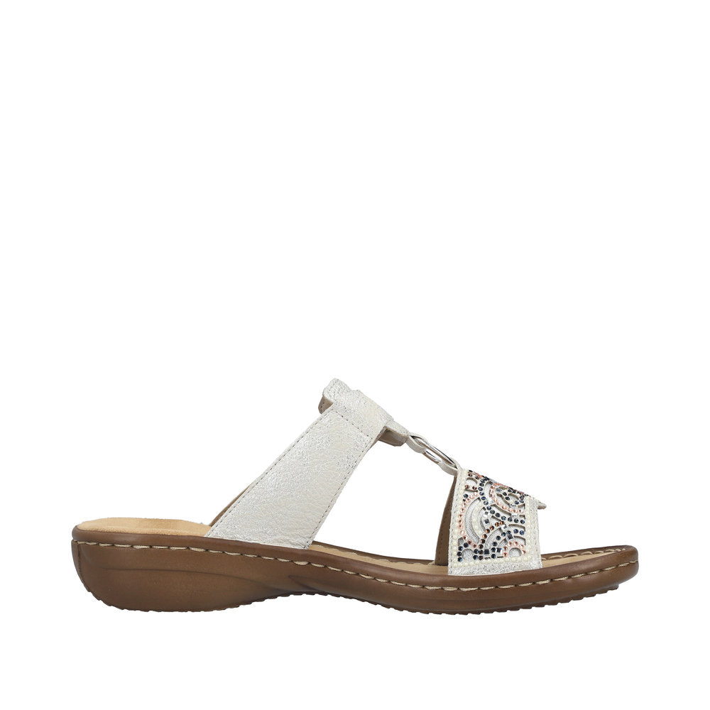 Rieker Damesandal 608K2/40 Fog/Silver – Let og Komfortabel