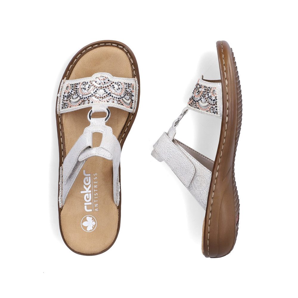 Rieker Damesandal 608K2/40 Fog/Silver – Let og Komfortabel