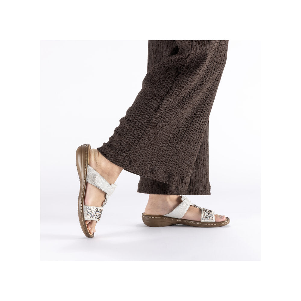 Rieker Damesandal 608K2/40 Fog/Silver – Let og Komfortabel