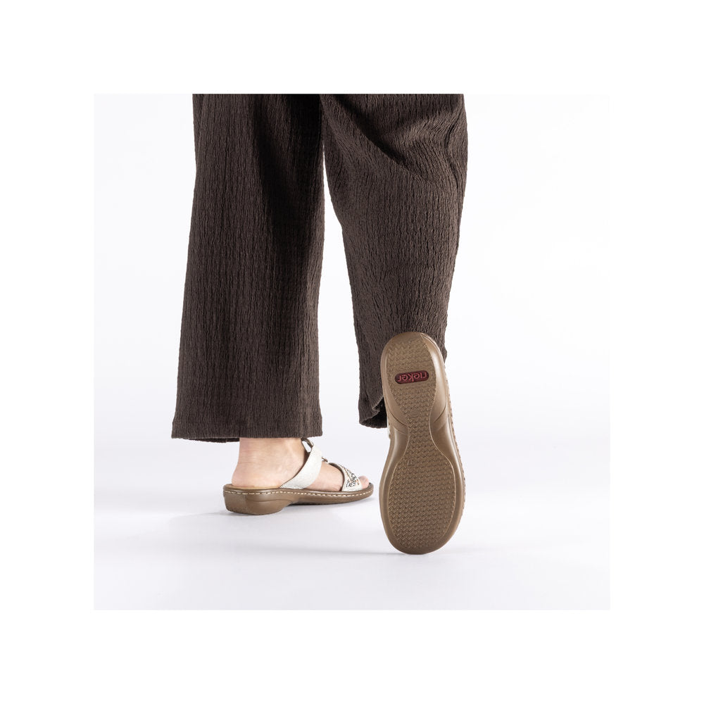 Rieker Damesandal 608K2/40 Fog/Silver – Let og Komfortabel