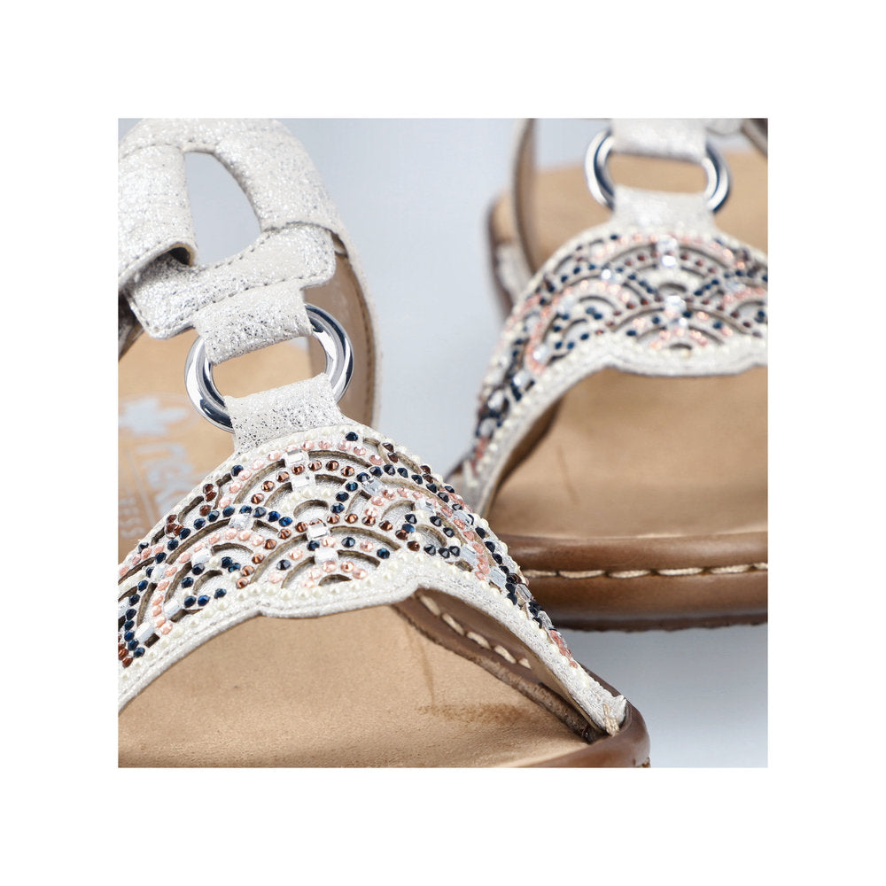 Rieker Damesandal 608K2/40 Fog/Silver – Let og Komfortabel