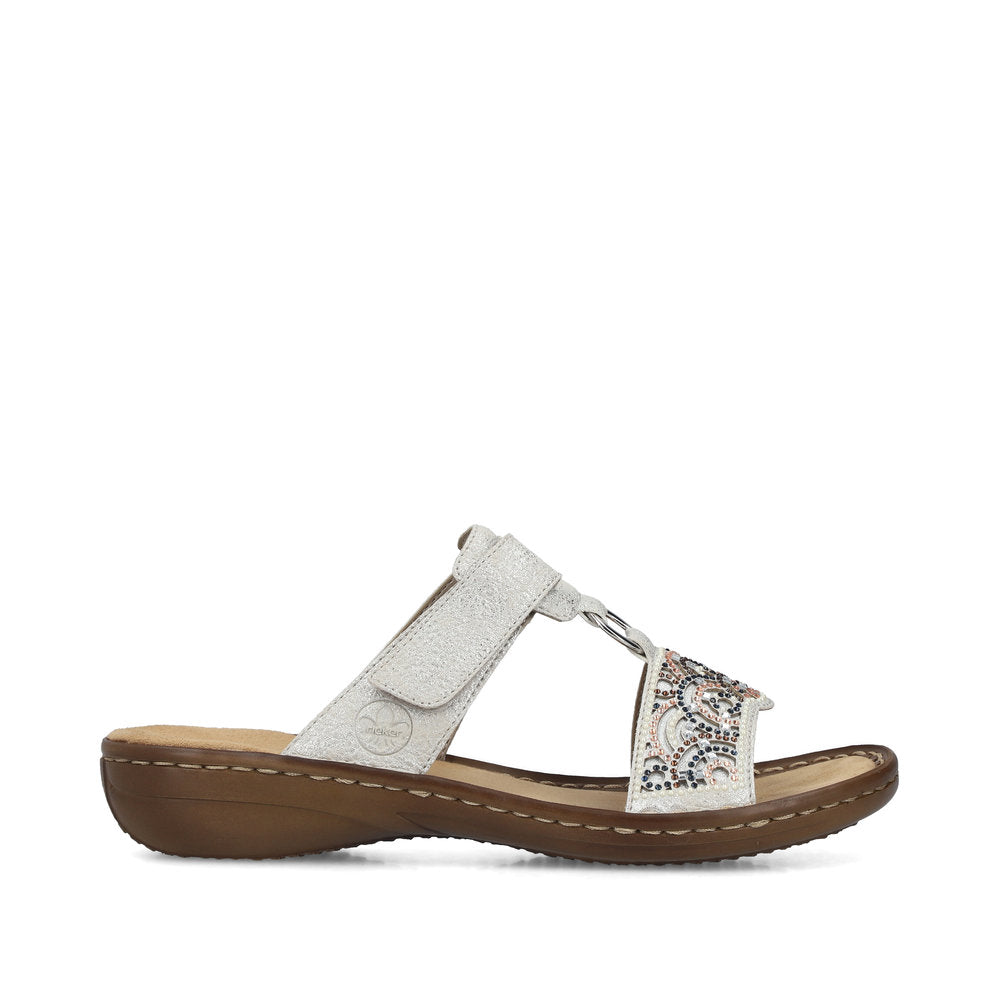 Rieker Damesandal 608K2/40 Fog/Silver – Let og Komfortabel