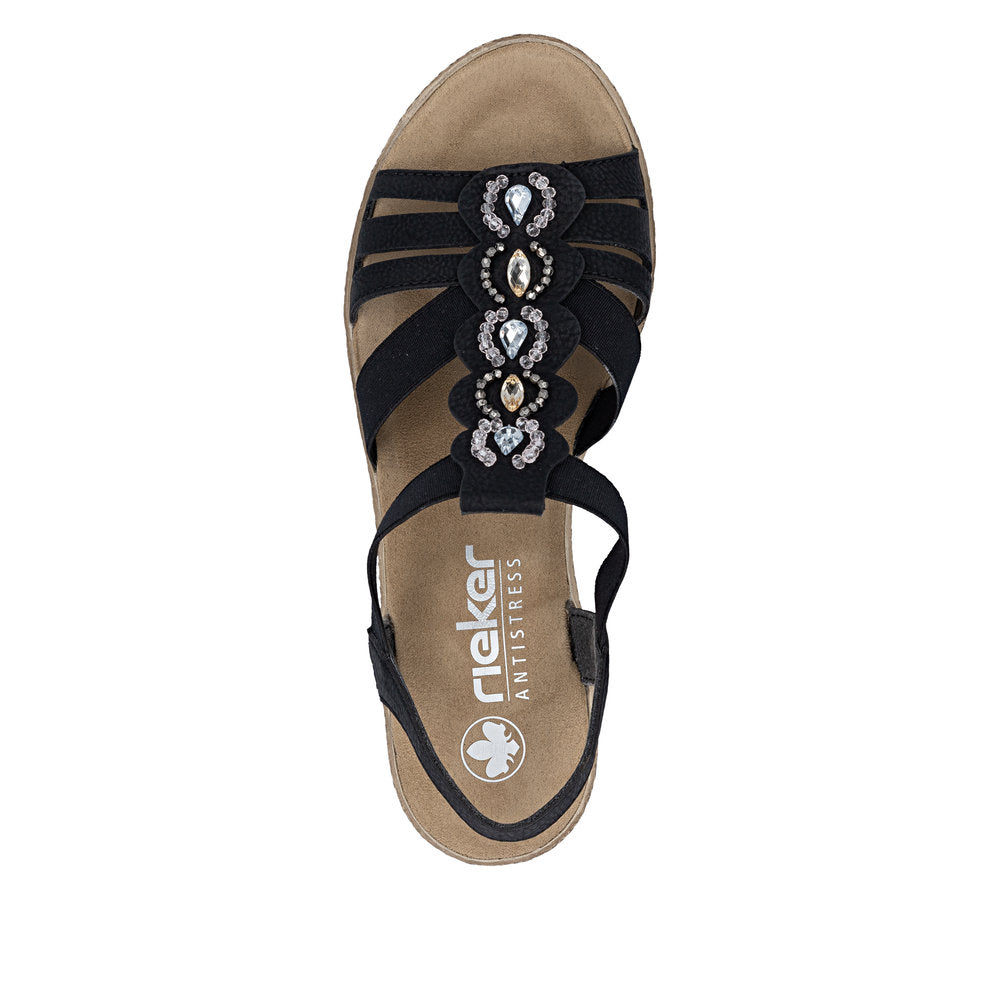 Rieker 619B2/00 Sort – Komfortabel og Let Damesandal