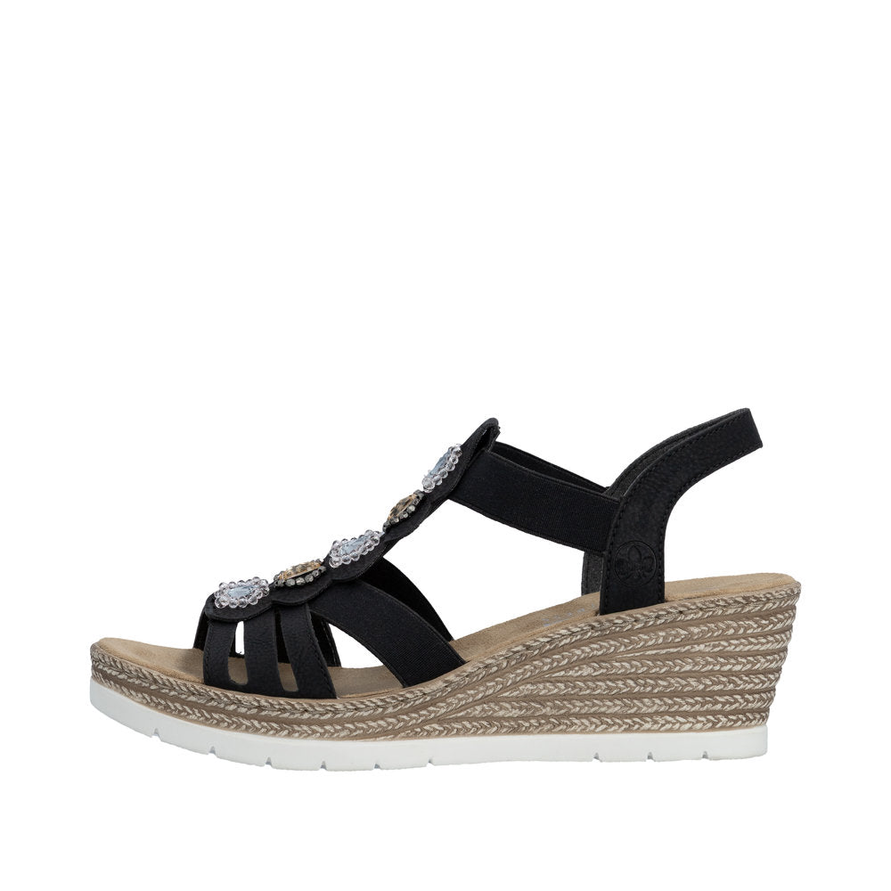 Rieker 619B2/00 Sort – Komfortabel og Let Damesandal