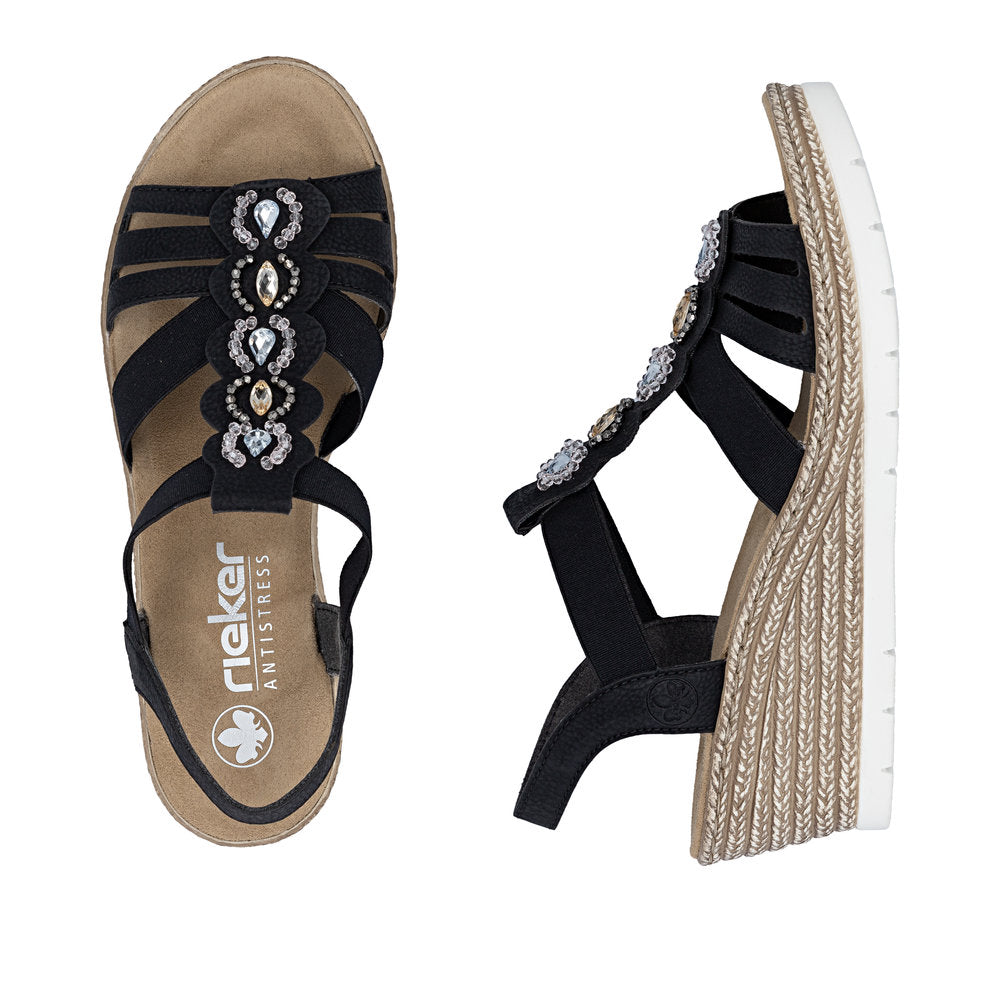 Rieker 619B2/00 Sort – Komfortabel og Let Damesandal