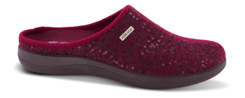 Rohde 6550-48 damesko – rød bløde hjemmesko i uldfilt med glimmer