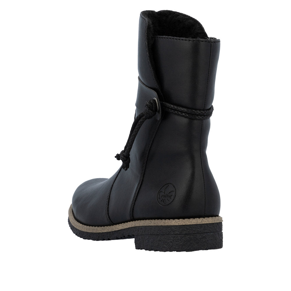 Rieker Sort Dame Støvle med Varm Foring og Lynlås (73551-00)