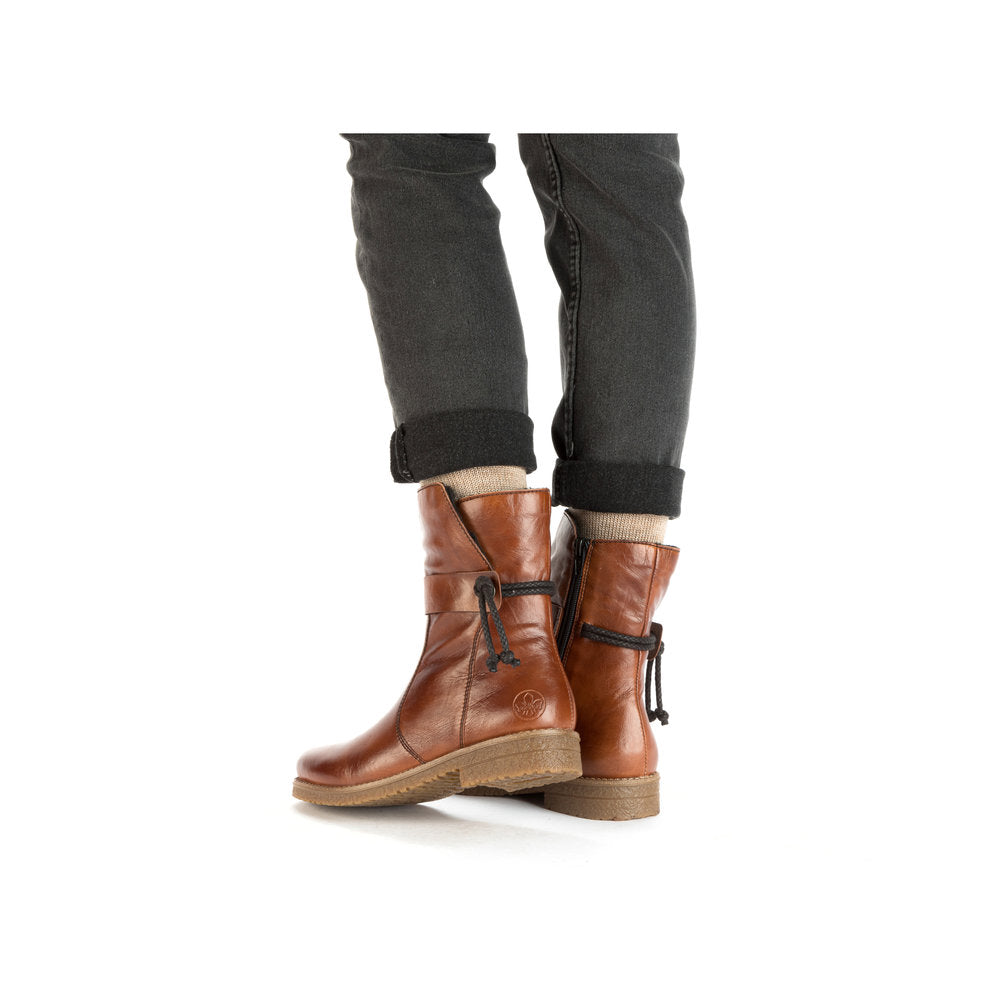 Rieker Brun Dame Støvle med Varm Foring og Lynlås (73551-24)