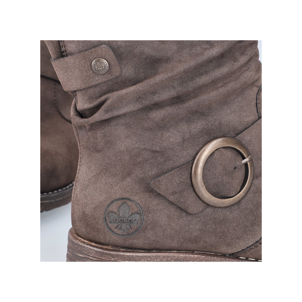 Rieker Brun Dame Støvle med Lynlås og Blokhæl (79454-25)