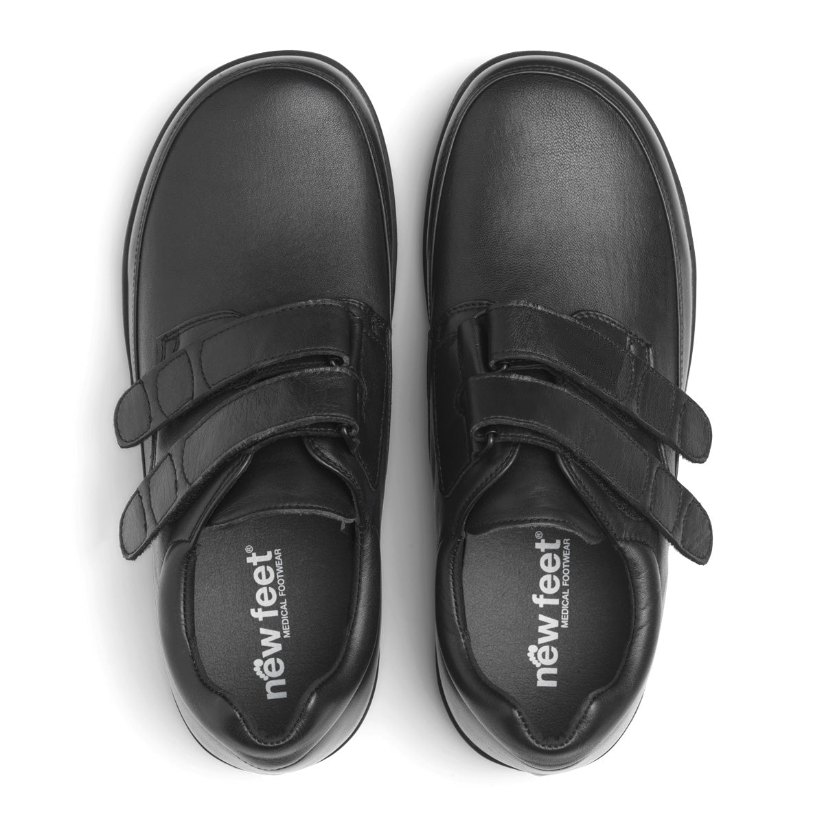 New Feet 81-47-P-Sort herresko ekstra bred – velcro og udtagelig EnergySole®