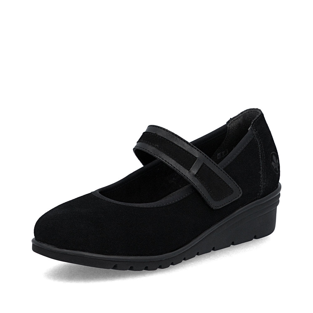 Rieker Ballerina med Rem Sort – L5357-00