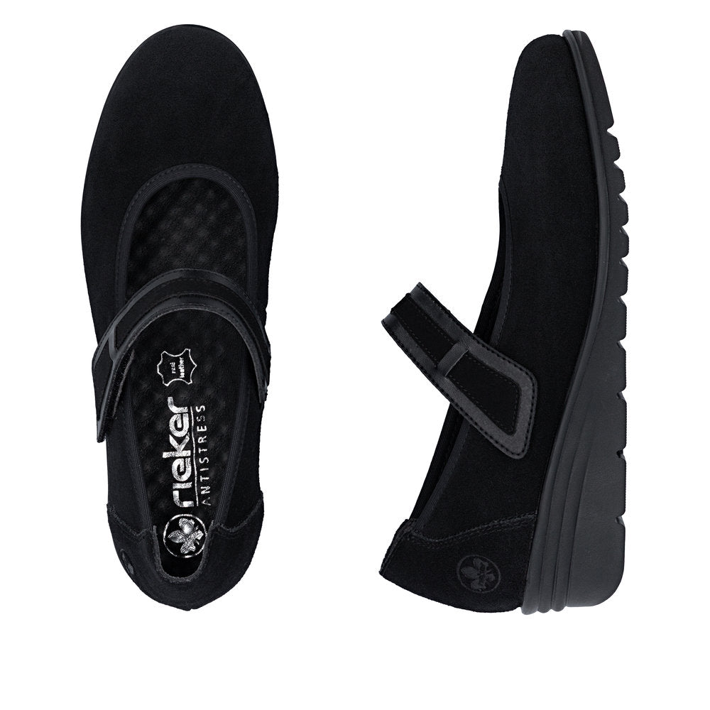 Rieker Ballerina med Rem Sort – L5357-00