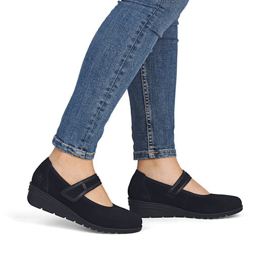 Rieker Ballerina med Rem Sort – L5357-00