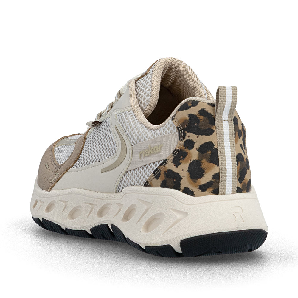 Rieker Sneakers Dame – Beige/Gold Ekstra Wide (Model M6501-60) | Komfortable og rummelige