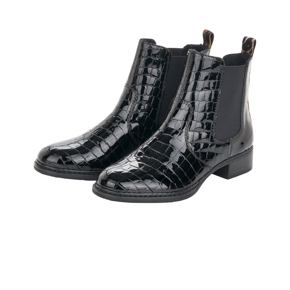 Rieker støvle til dame i sort lak – Model 73494-00