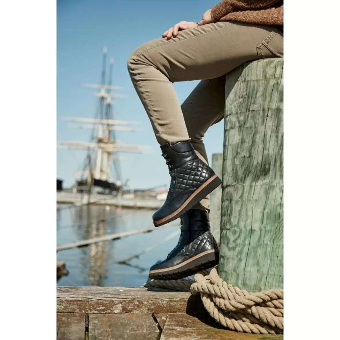 New Feet 212-20-110 dame støvle i glat kalveskind – vandafvisende med udtagelig korrektur-sål