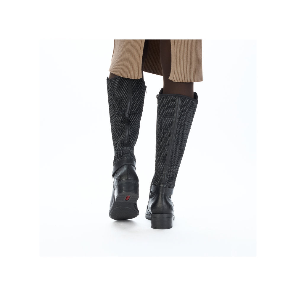 Rieker lang støvle til dame i sort – Model 75490-00