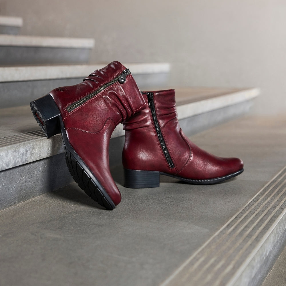 Rieker Bordeaux Dame Støvle med Lynlås og Antistress (78656-35)