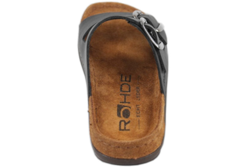 Rohde Damesandal Sort – Blød ruskindssål og stødabsorberende komfort | 5865-90